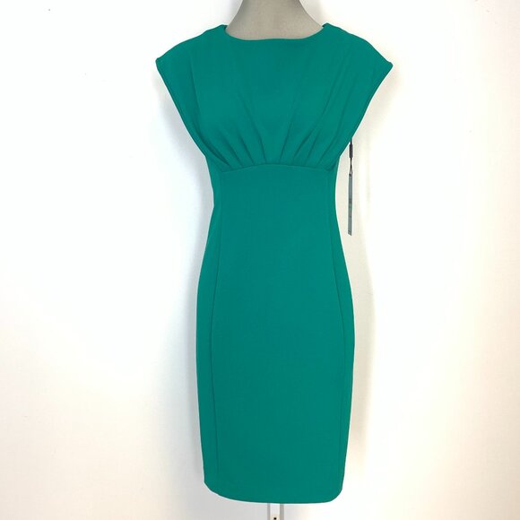 NEW Calvin Klein Elegant Meadow Green Sheath Dress Petite Sizes - Picture 1 of 6